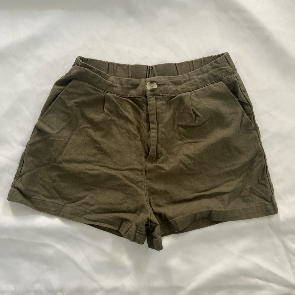 Fashion Nova High Waist Shorts - Olive